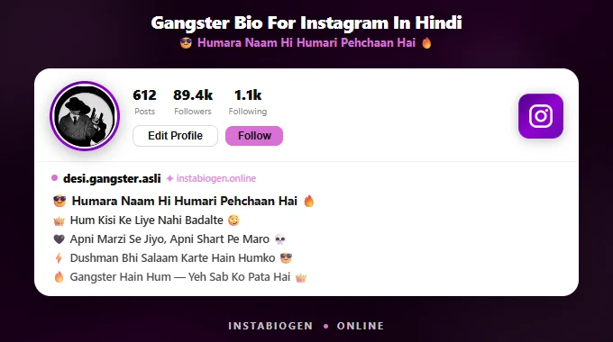 Gangster Bio For Instagram In Hindi
